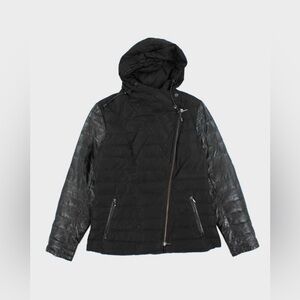 Danier Asymmetrical Zipped Down Filled Puffer Hooded Jacket Size Large